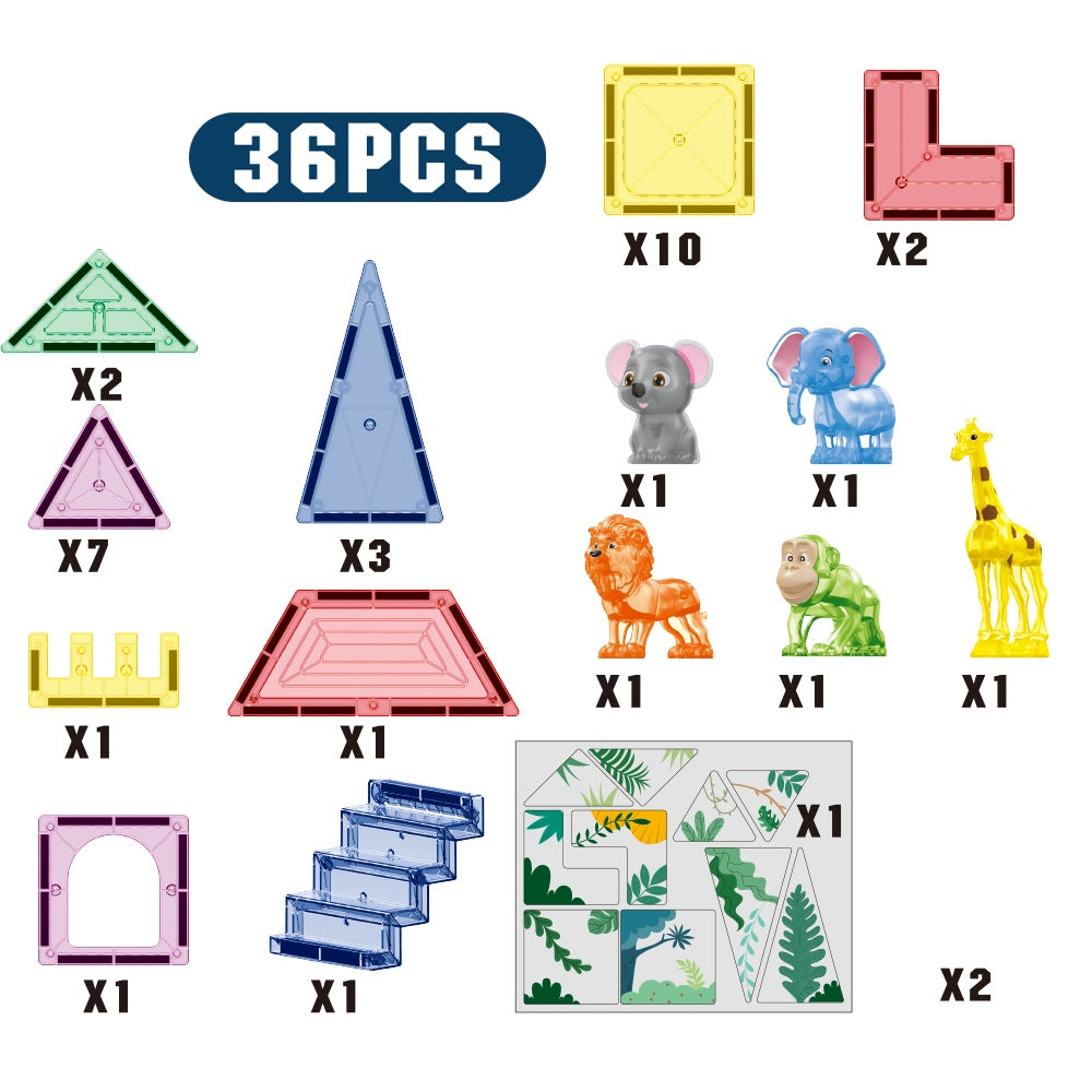 Magnet Building Blocks Safari Animals - 36 pcs